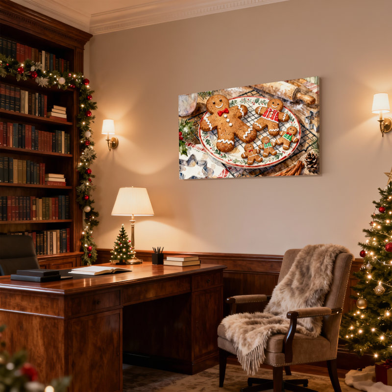 «Christmas Gingerbread Men Holiday», ensemble de 3 reproductions d'art sur toile, H 24 po x l 36 po