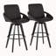 Tabourets de bar pivotants à hauteur fixe, structure en bois noir avec siège en similicuir noir, repose-pieds rond en métal, ensemble de 2, îlot de cuisine et tabouret de bar-300546850
