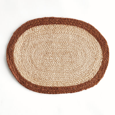 Tresse Artisan Jute Coil Oval Placemats with Rust Border