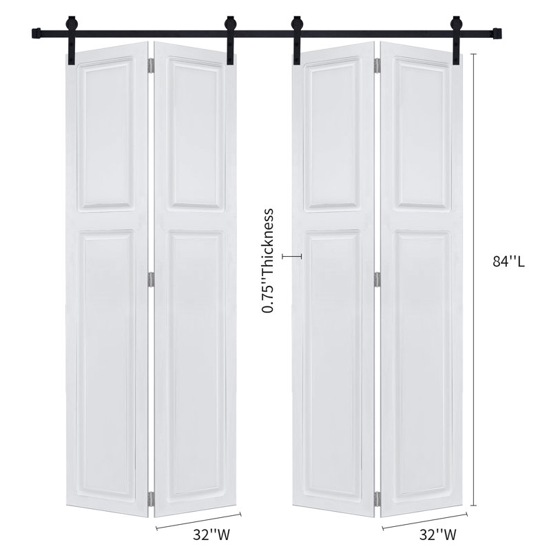 Double porte coulissante double à 2 panneaux Cottagestyle en panneau de fibres à densité moyenne de 64 po x 84 po avec quincaillerie