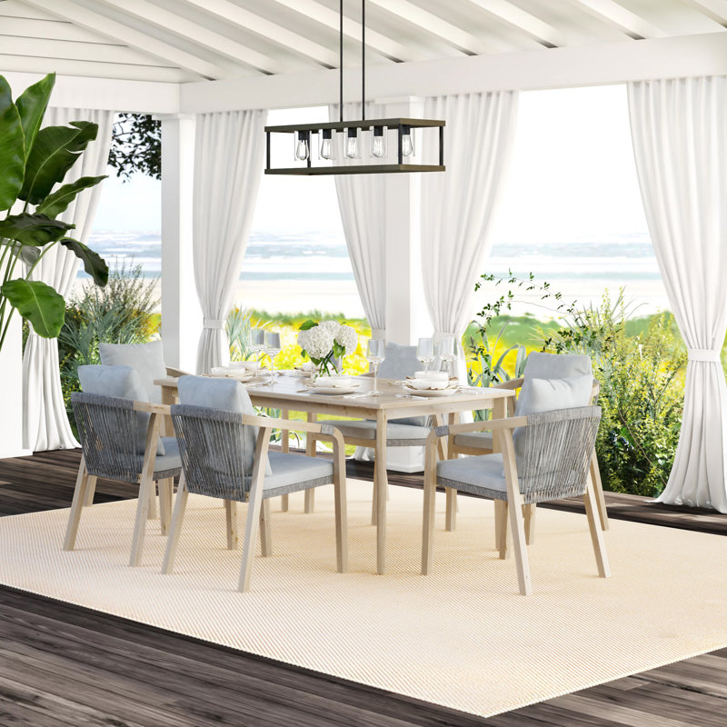 Ensemble de salle à manger d'extérieur en bois d'acacia pour 6 personnes Naila, Gris