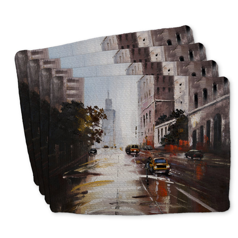 Ensemble de 4 napperons en polyester tressé Morning Street