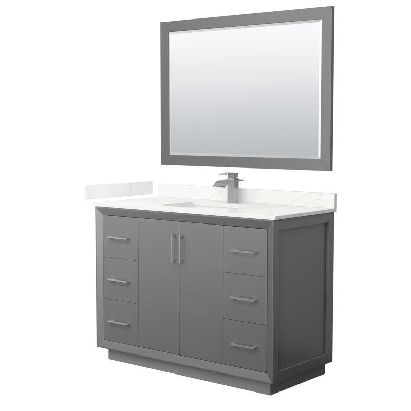Strada 48'' W Single Vanity, Dark Gray, Giotto Quartz, Matte Black