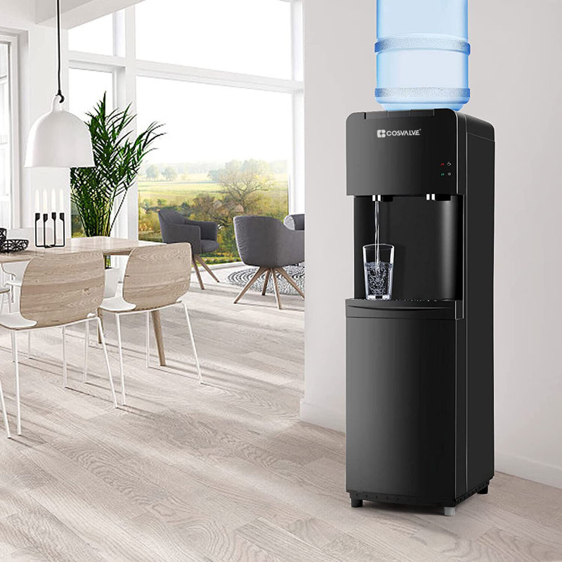 Refroidisseur d'eau autoportant à chargement par le haut avec options de température chaude, froide et ambiante, Noir