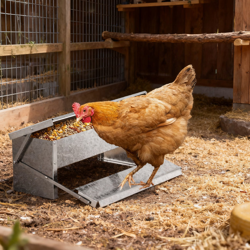 7.9'' Silver Chicken Feeder Rodent Proof