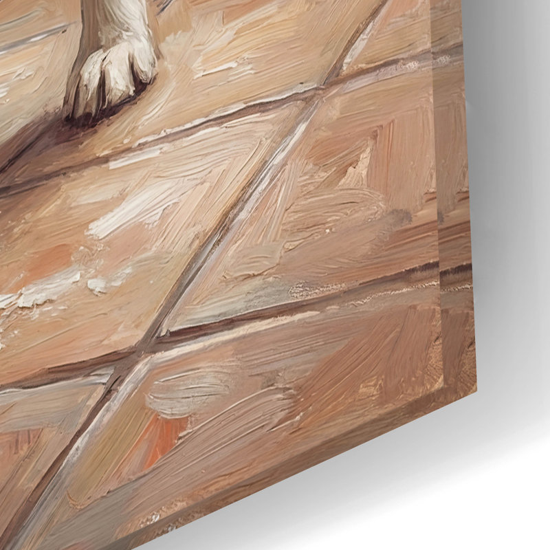  «Border Collie In The Kitchen» par Rich Monet, art mural en verre acrylique, 24 po x 16 po, H 16 po x l 24 po