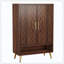 Armoire à chaussures en bois avec portes or noyer