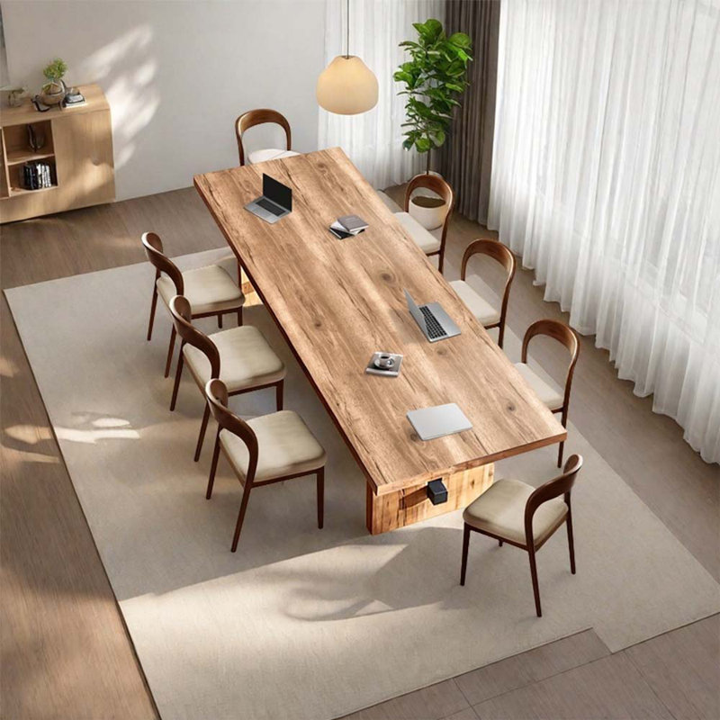 Rectangular Solid Wood Dining Table Set for 8, Large Banquet Table