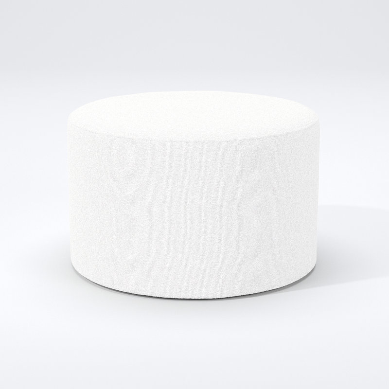 Repose-pieds rond 24 po Aylianna, Boucle blanche 100 % polyester