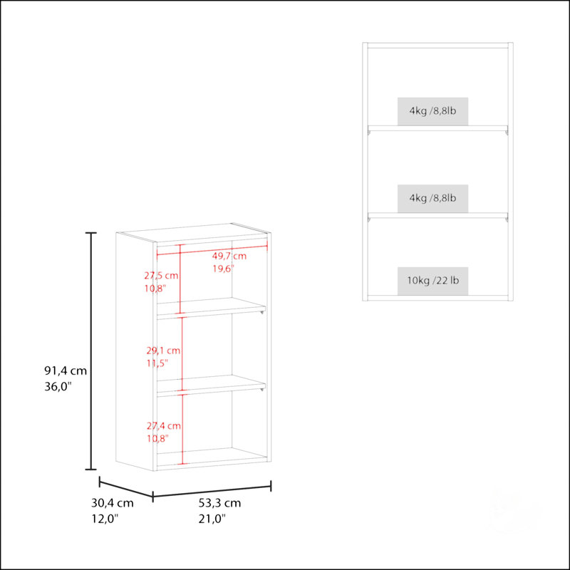Armoire murale blanche, H 36 po x l 21 po x P 12 po, Blanc