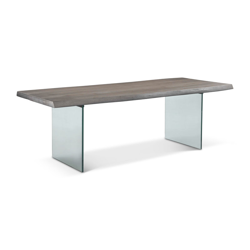 Brooks Solid Wood Double Pedestal Dining Table, 29.75"H x 92"L x 40"W, Sandblasted Gray