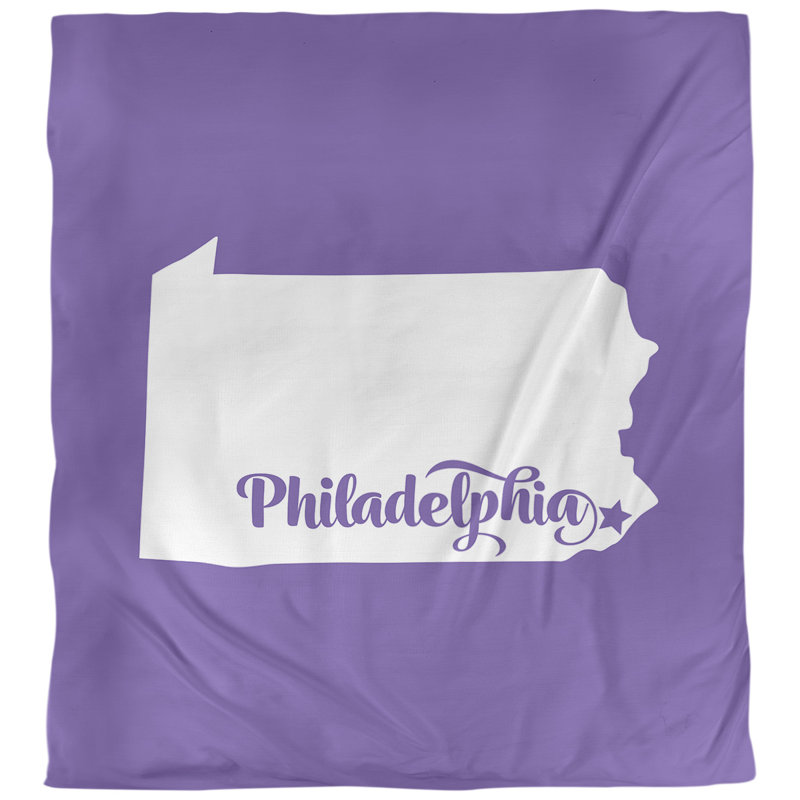 Housse de couette réversible simple Philadelphia Pennsylvania, Polyester brossé, Housse de couette pour très grand lit, Mauve