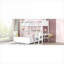Lit plateforme superposé peu encombrant pour petite chambre à coucher, lit simple superposé au-dessus d'un lit double avec bureau intégré, construction en bois massif avec finition blanche-129383983-129383984