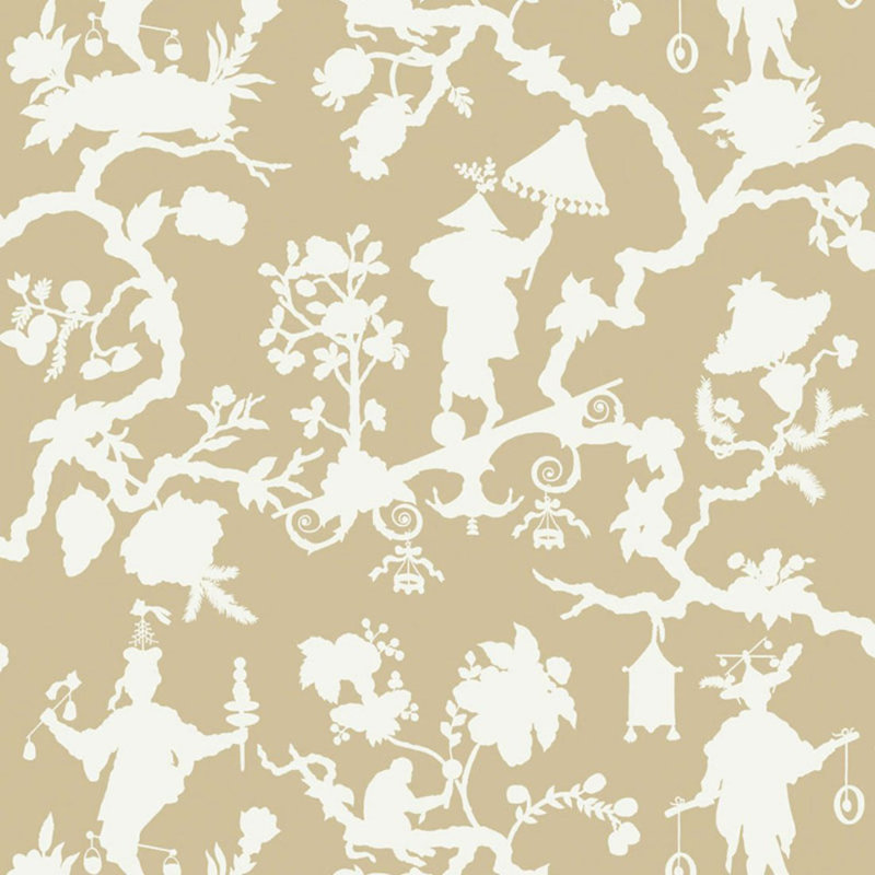 Shantung Silhouette Print Wallpaper, Sand