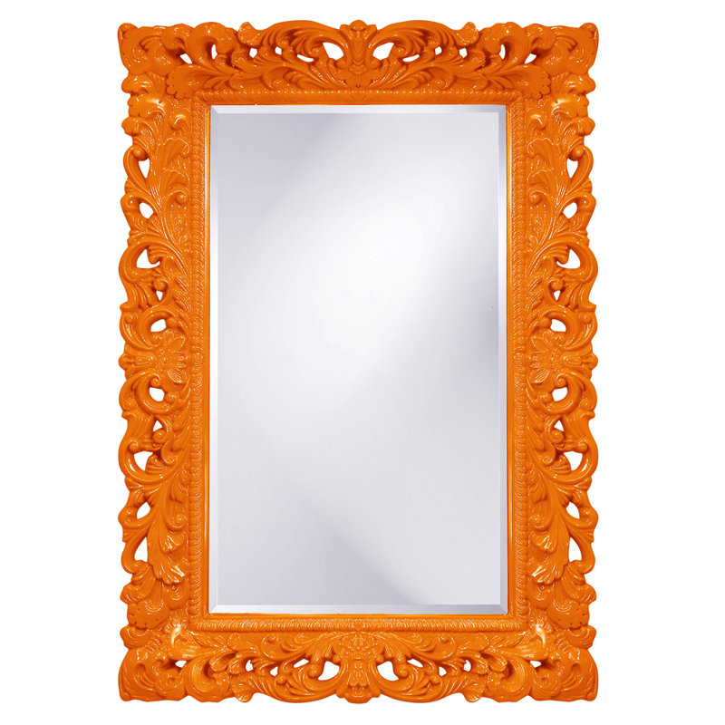 Luise Ornate Beveled Framed Accent Mirror, Orange