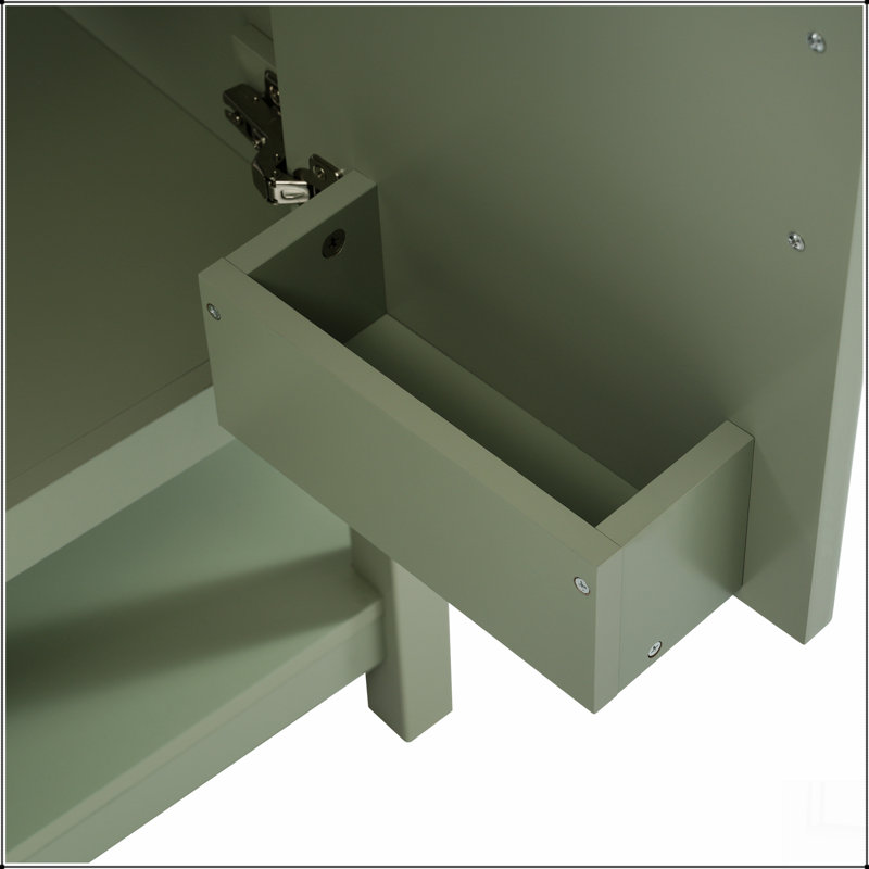 Meuble-lavabo de salle de bain avec lavabo en céramique et rangement polyvalent, Vert