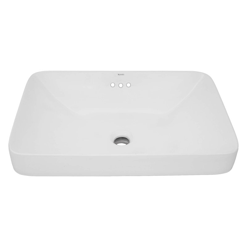Ruvati 16.37'' Porcelain Ceramic Rectangular Bathroom Sink with Overflow