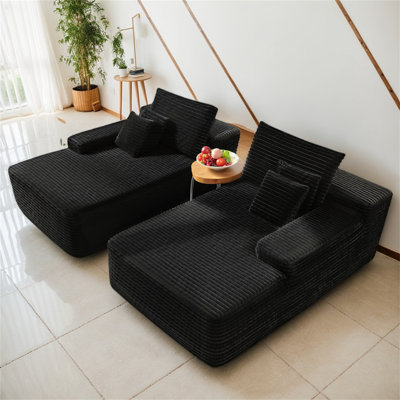 81"cloud Sectional Couch, L-shape Chaise With R-shape Chaise With Deep Seat And Comfortable 2 Seater Couch