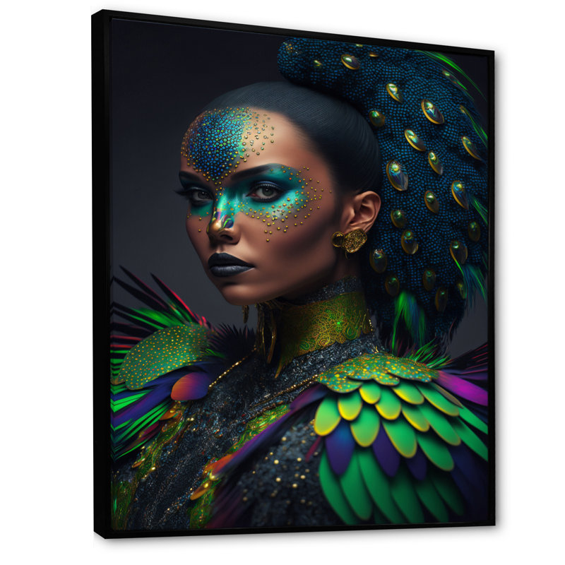«Avant Garde Fashion Portrait IV - Woman Avant-Garde», reproduction d'art, H 40 po x l 30 po x P 1,5 po, Cadre flottant noir