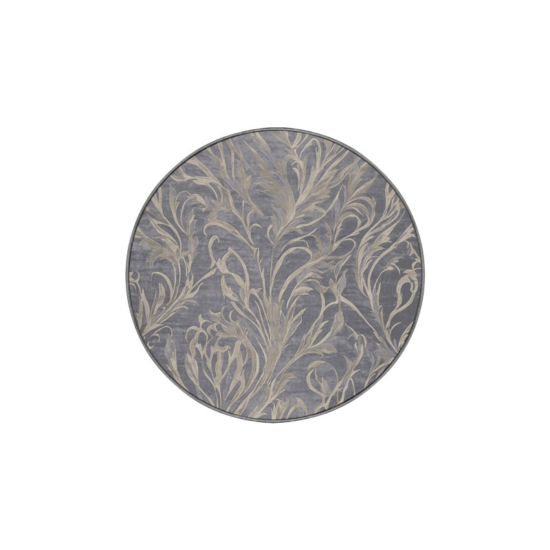 Tapis gris soyeux et moelleux, Rond 3 pi