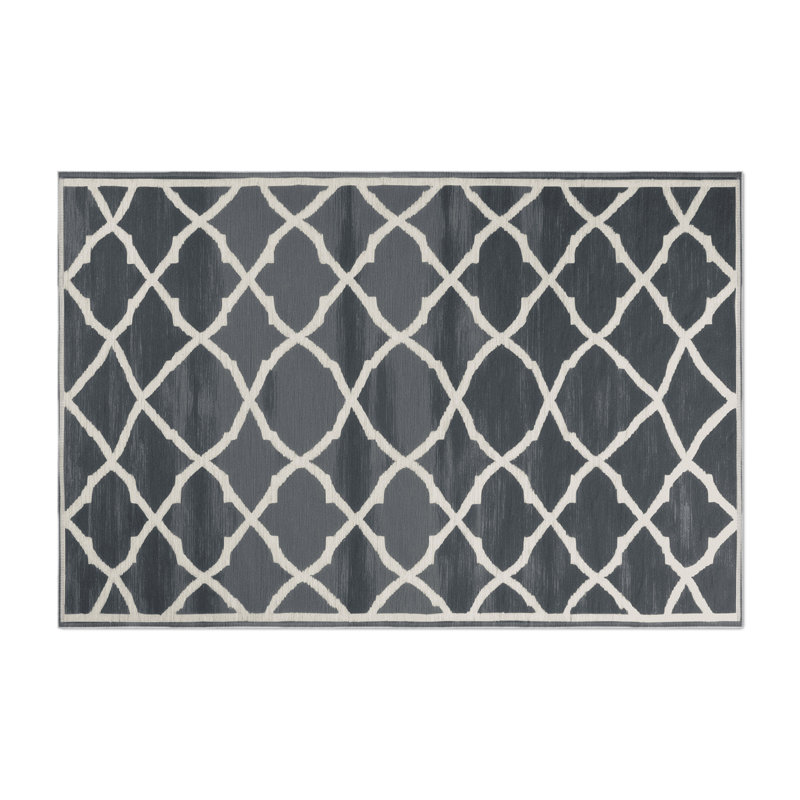 Tapis gris intérieur et extérieur Trellis, Rectangulaire 3 pi x 5 pi