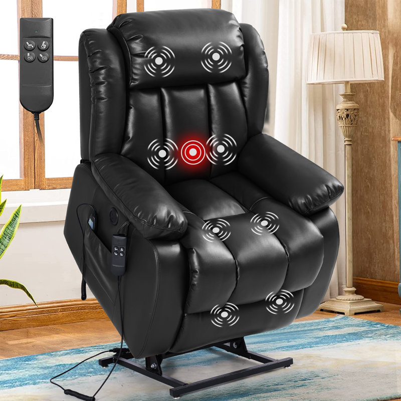 Fauteuil inclinable électrique 40,7 po, Similicuir noir