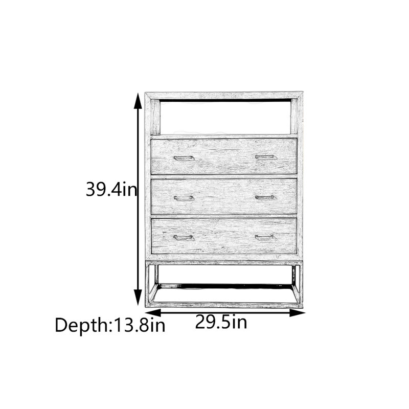 Console patinée, H 39,4 po x l 29,5 po x P 13,8 po
