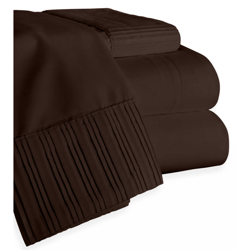Ensemble de draps Chamberlain London, Ensemble de draps pour lit simple avec un drap-hou, Brun