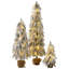 Ensemble de 3 arbres de Noël artificiels 3 pi / 4,5 pi / 6 pi avec 235 lumières à DEL blanc chaud et multicolores pré-éclairées, 11 modes, base de pot rustique en toile de jute pour décoration de maison de vacances