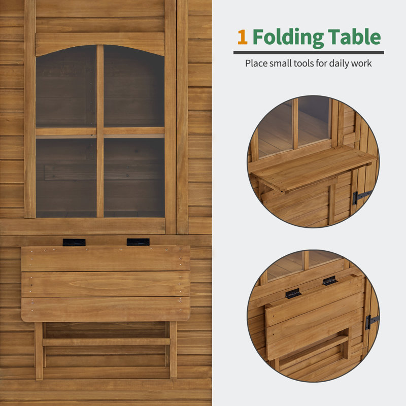 Outdoor Storage Shed with Door and Window, Outside Wooden Tool Shed with Waterproof Asphalt Roof