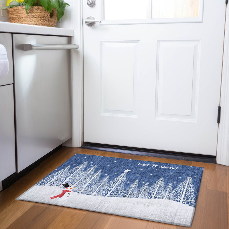 Premium Machine Washable Cerrito AMF223 Blue Rug, Rectangle 1'8" x 2'6"