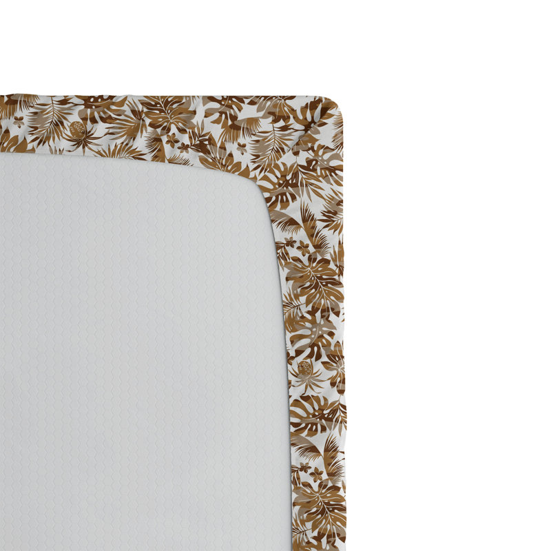Ambesonne Nature Fitted Sheet Leaves Botanical Style Art, Caramel/Warm Taupe/White Floral, Twin XL Fitted Sheet
