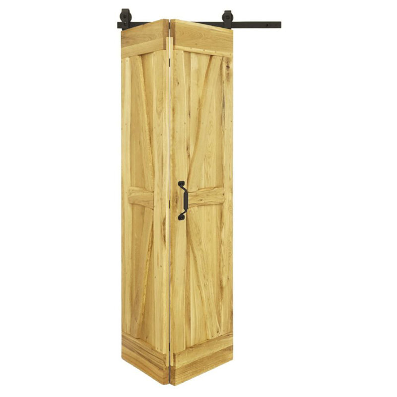 Hadria Single Bi-Folding System Solid Oak Barn Door, Natural Oil