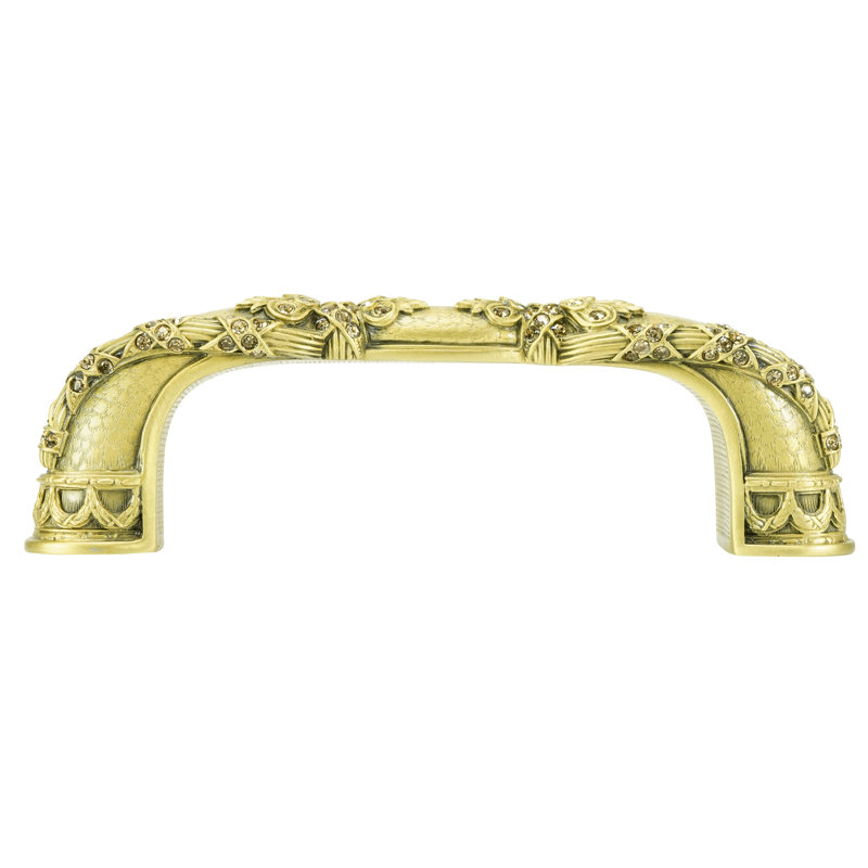 NEWPORT 3-1/2" C TO C PULL; LT COLORADO TOPAZ CRYSTALS; MUSEUM  PLATE, Gold