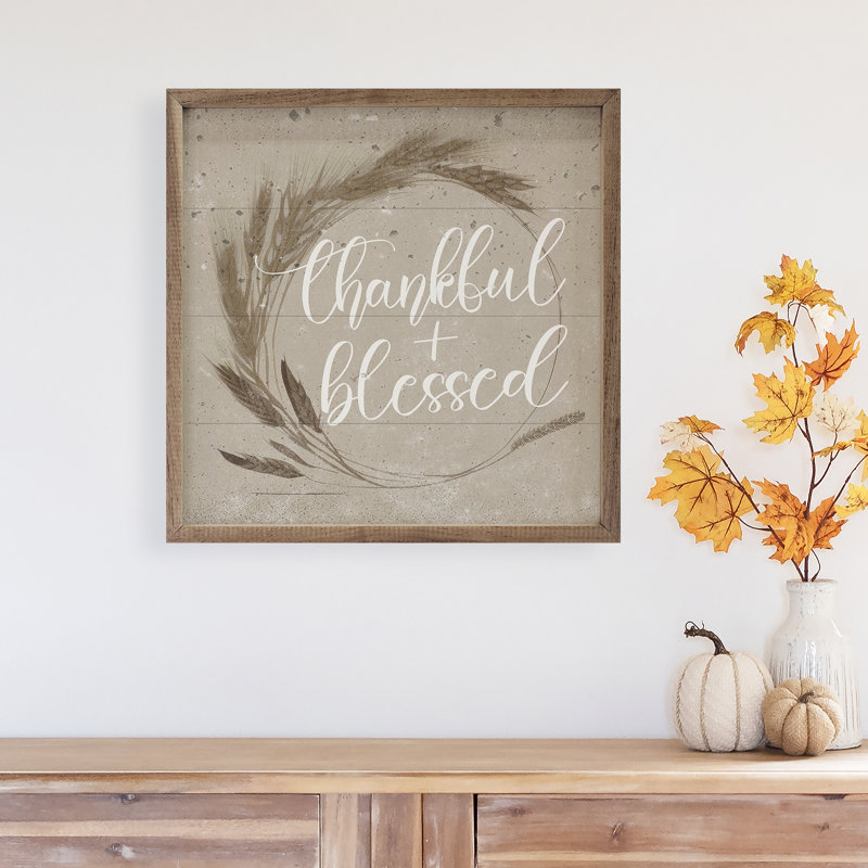 «Thankful And Blessed Wreath» - brun clair, L 4 po x H 4 po