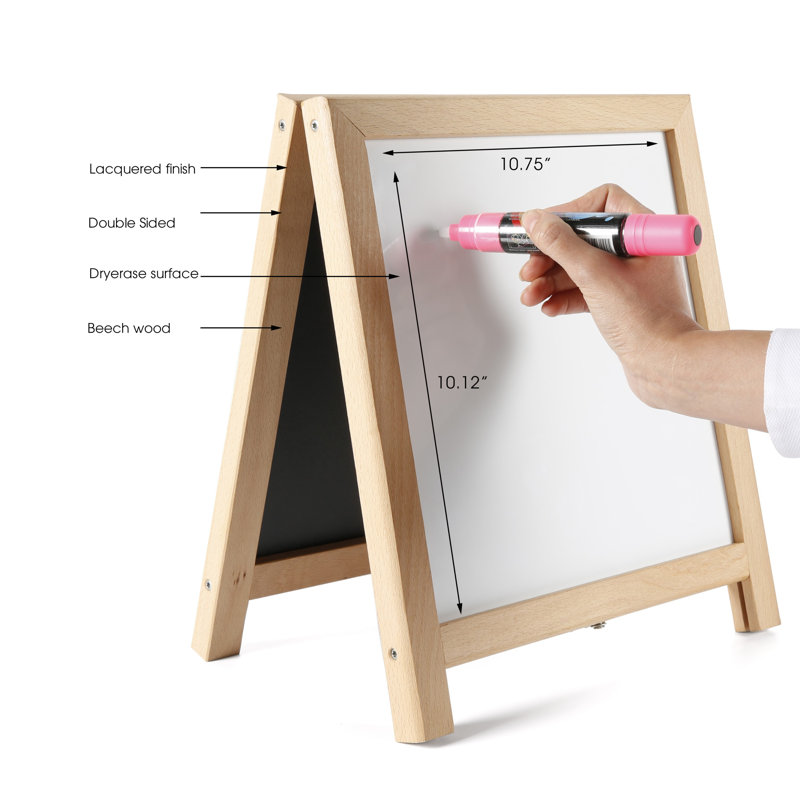 MT Displays Yes Fiberboard Freestanding Wood Chalkboard, Natural Wood
