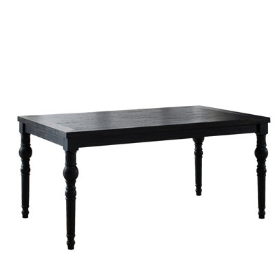 Urban Style Dining Table, Black - Rich Wood Grain Tabletop Exudes Class, Stately Turned Legs Impress, Solid Rubberwood Frame Lasts, 65" W X 38"D 30"H, Assembly Required Table For An Elegant