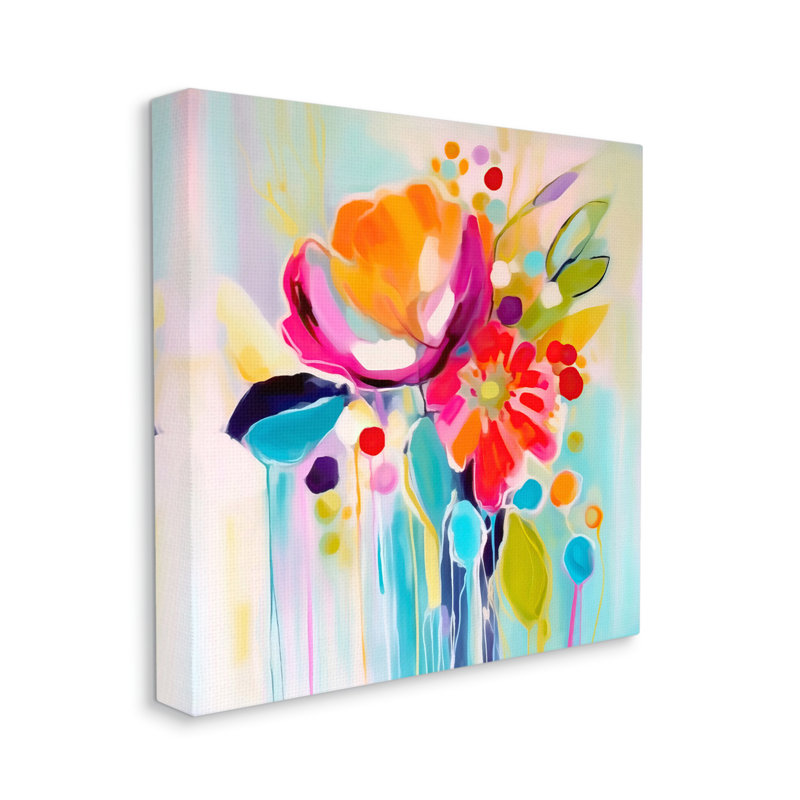 «Paint Drip Florals On Canvas» par Andrea Haase, reproduction, H 36 po x l 36 po x P 1,5 po
