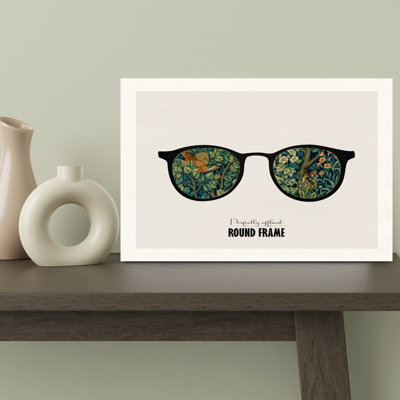Round Glasses Forest Tapestry Classic Vintage Whimsical Bird Squirrel Animal Forest Wall Art Print 1 Piece Wrapped Canvas Wall Art
