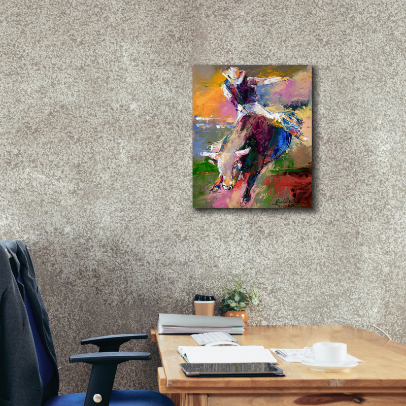 «Bull Rider» épique par Richard Wallich, «Bull Rider» par Richard Wallich, H 24 po x l 20 po x P 0,75 po
