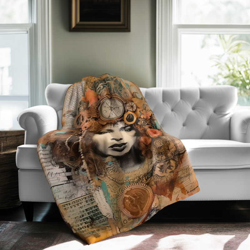 Hippie Soul Steampunk Oasis - couverture en sherpa de qualité supérieure 1 pièce - reproduction d'art luxueuse, Simple