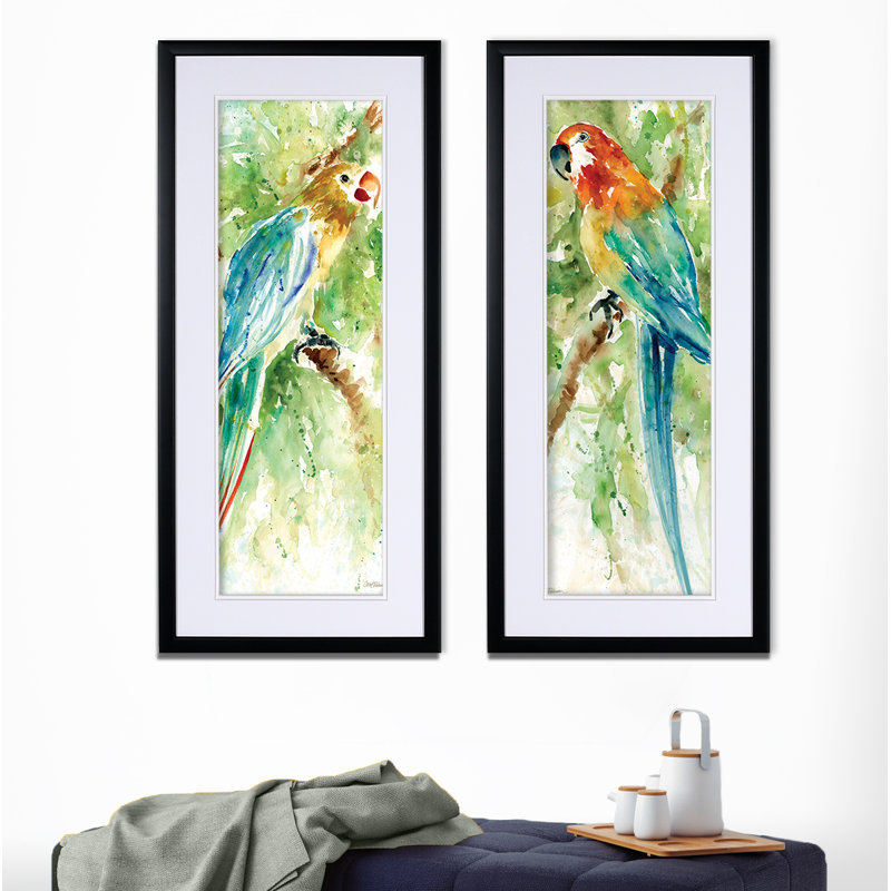 « island beauté », ensemble de 2 reproductions de peintures à l’acrylique encadrées, Noir