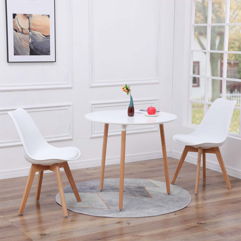 Caulksville 2 - Person Dining Set, White, White, 65cm H x 70.5cm L x 80 cm W