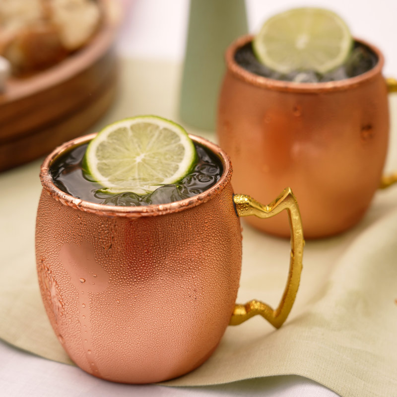 Solid Copper Moscow Mule Mug with Brass Handle, 16 oz