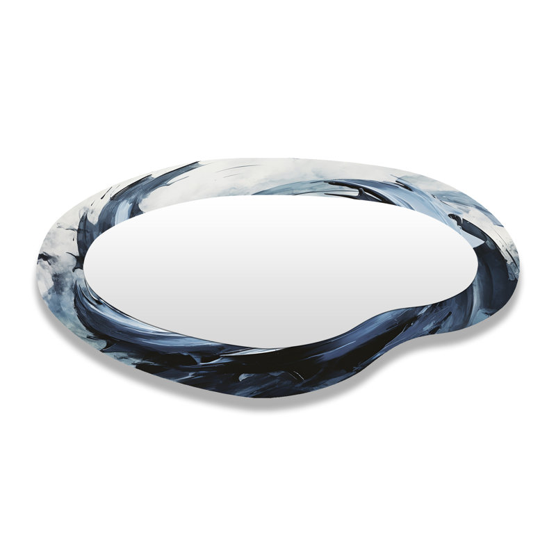 Wild Waves Faded Retro - Formes asymétriques abstraites en spirale - Grand miroir mural moderne