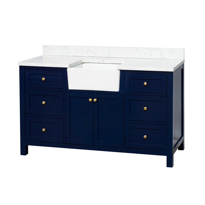 Yorkshire 60'' Single Bathroom Vanity with Engineered Stone Top, Royal Blue