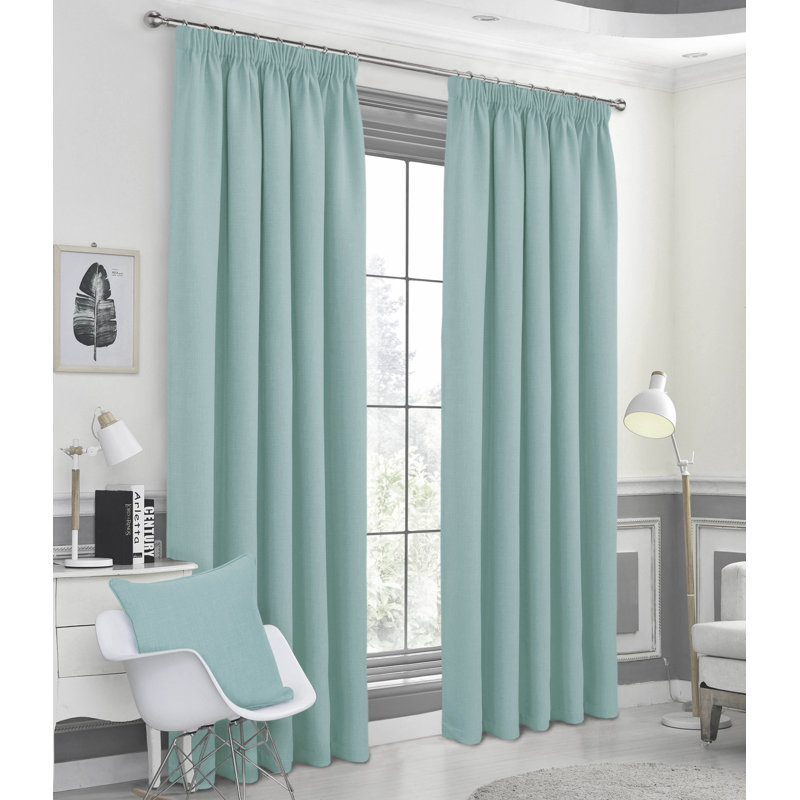 Meliha Pencil Pleat Blockout Curtains, Ochre, Width 114 x Drop 137 cm