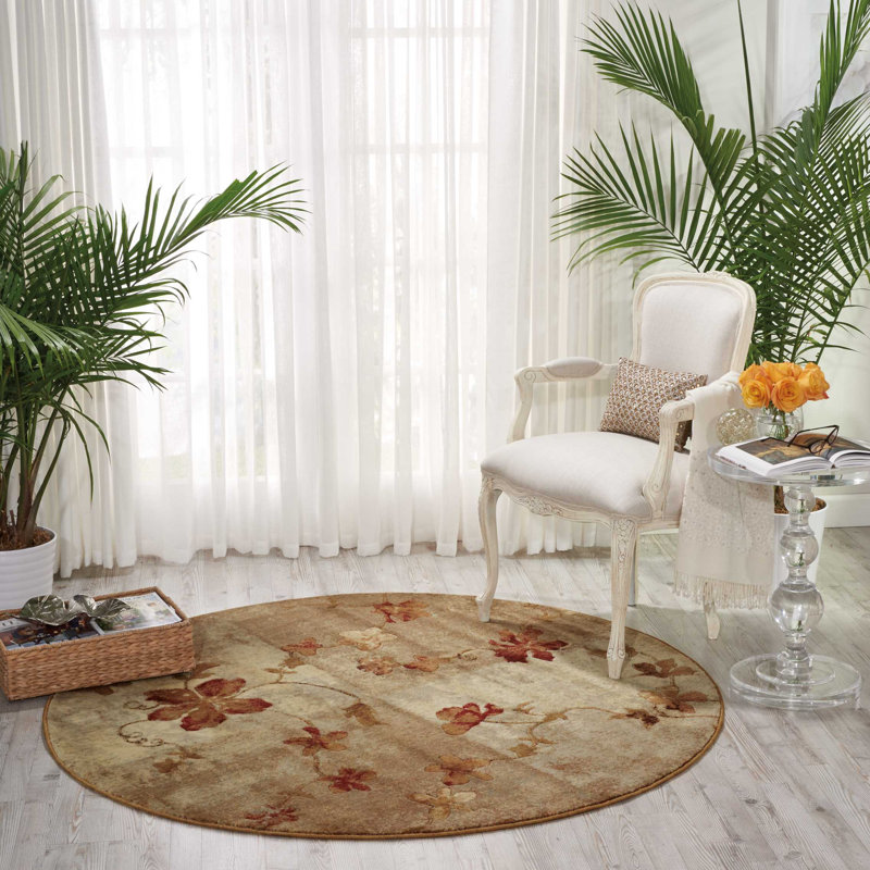 Floral Area Rug, Round 168cm