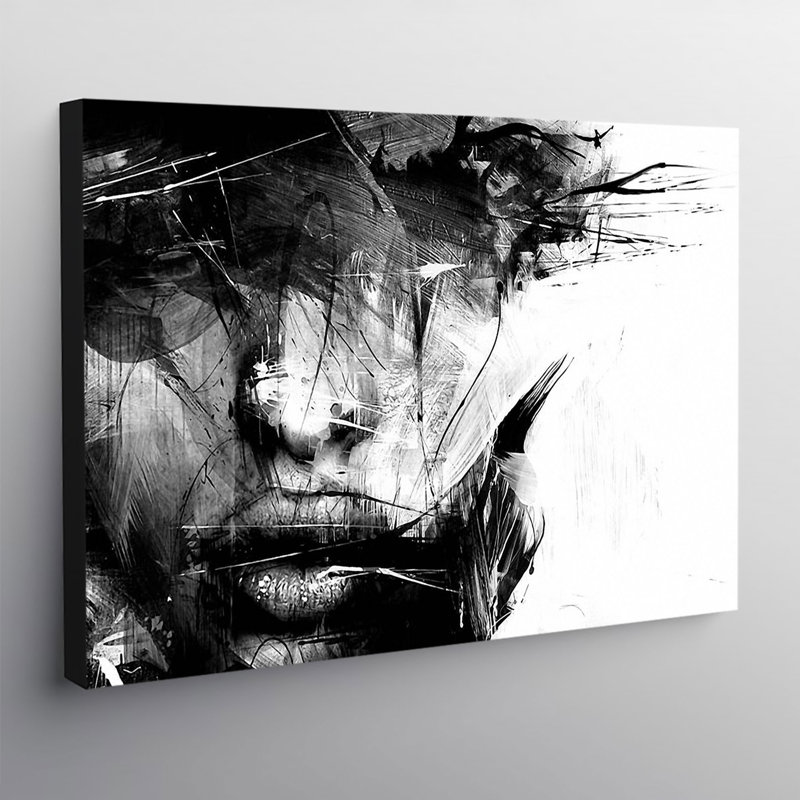 Female Face Abstract Black and White - Wrapped Canvas Graphic Art, 84cm H x 120cm W x 4cm D