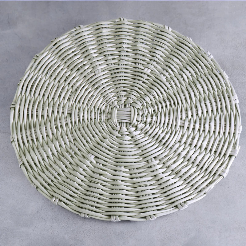 Vida Faux Wicker Round Placemats, Seagrass